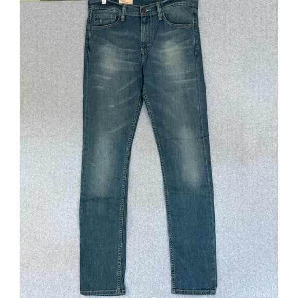 NEW! Levi's 510 Skinny Fit Leg Denim Jeans Mens 32x34 Stretch Blue Distressed - Picture 1 of 8